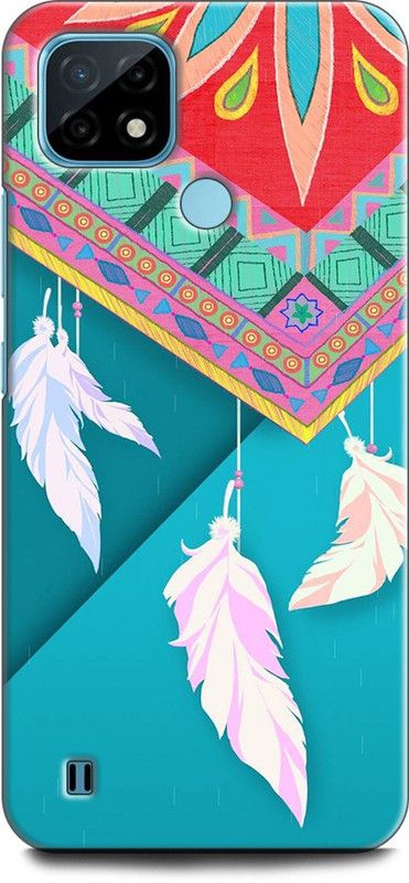 KEYCENT Back Cover for Realme C21Y, RMX3261 FEATHER, DREAM CATCHER, COLORFUL, TEXTURE, PRETTY, ABSTRACT ART  (Multicolor, Pack of: 1)