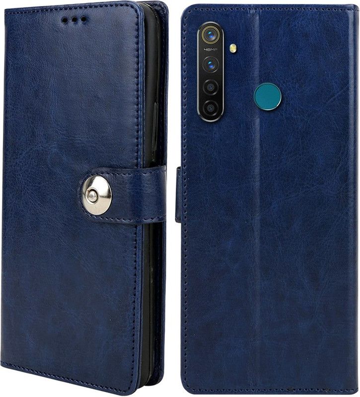 Winkel Flip Cover for Realme 5 Pro  (Blue, Cases with Holder, Pack of: 1)