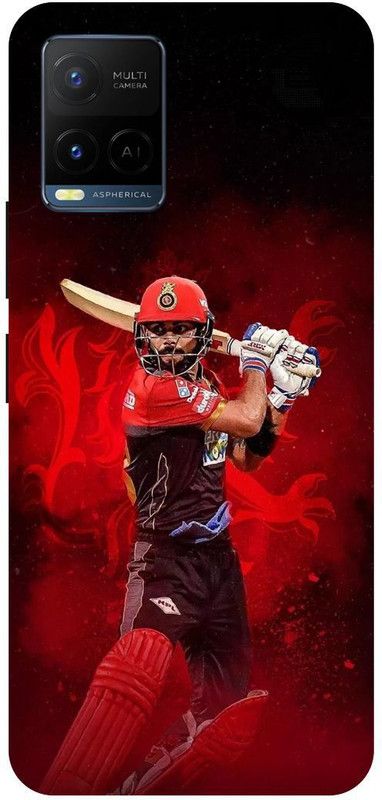 DIKRO Back Cover for vivo Y21, V2111, VIRAT, KOHLI, INDIAN, PLAYER, CRICKETER, RCB  (Red, Hard Case, Pack of: 1)
