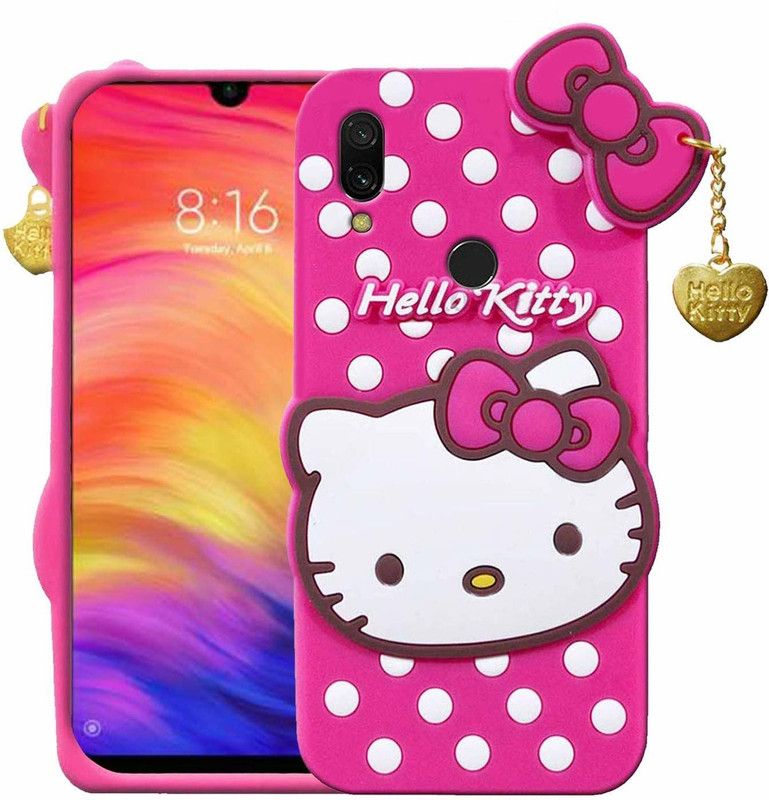 Riches Back Cover for Redmi Note 7 |Soft Silicone Rubber Back Cover with Pendant Kitty Cover  (Pink, 3D Case, Pack of: 1)