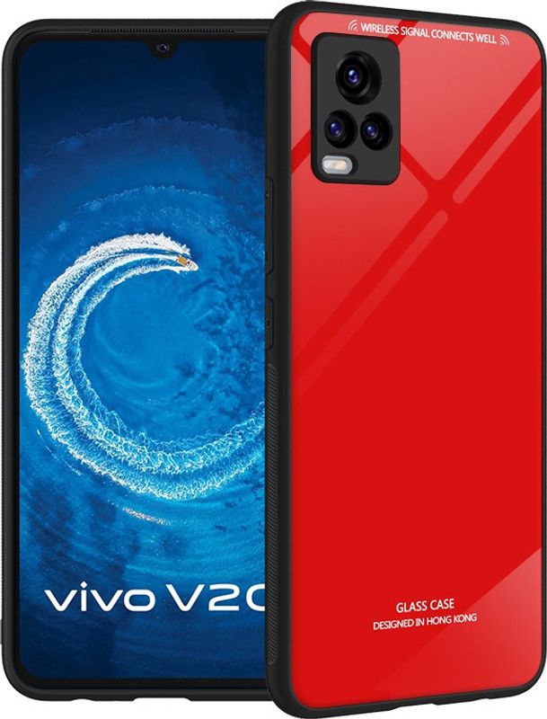 KartV Back Cover for Vivo V20  (Red, Black, Camera Bump Protector, Pack of: 1)