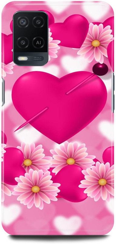 FRONK Back Cover for OPPO A54, CPH2239, HEART, PINK, HEART, DIAMOND, LOVE, COUPLE  (Pink, Hard Case)