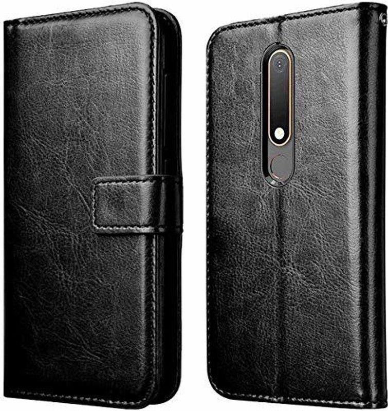 COVERBLACK Flip Cover for Nokia TA-1089 / Nokia 6.1  (Black, Magnetic Case, Pack of: 1)