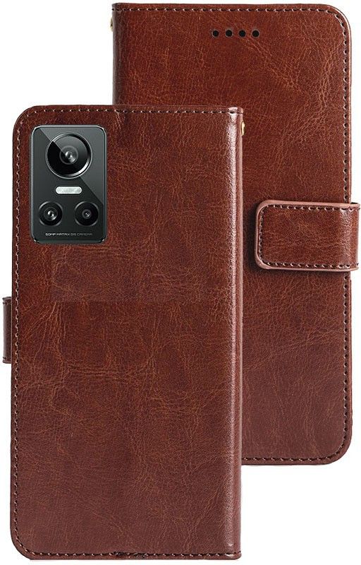 MG Star Flip Cover for Reame GT Neo 3  (Brown, Grip Case, Pack of: 1)