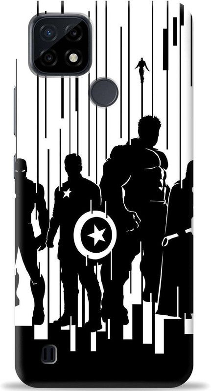 Loffar Back Cover for Realme C21  (Black, White, Shock Proof, Pack of: 1)