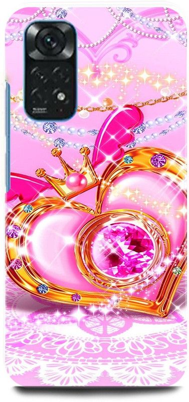 play fast Back Cover for Redmi Note 11 PINK, GOLDEN, DIAMOND, HEART, LOVE  (Pink, Hard Case, Pack of: 1)