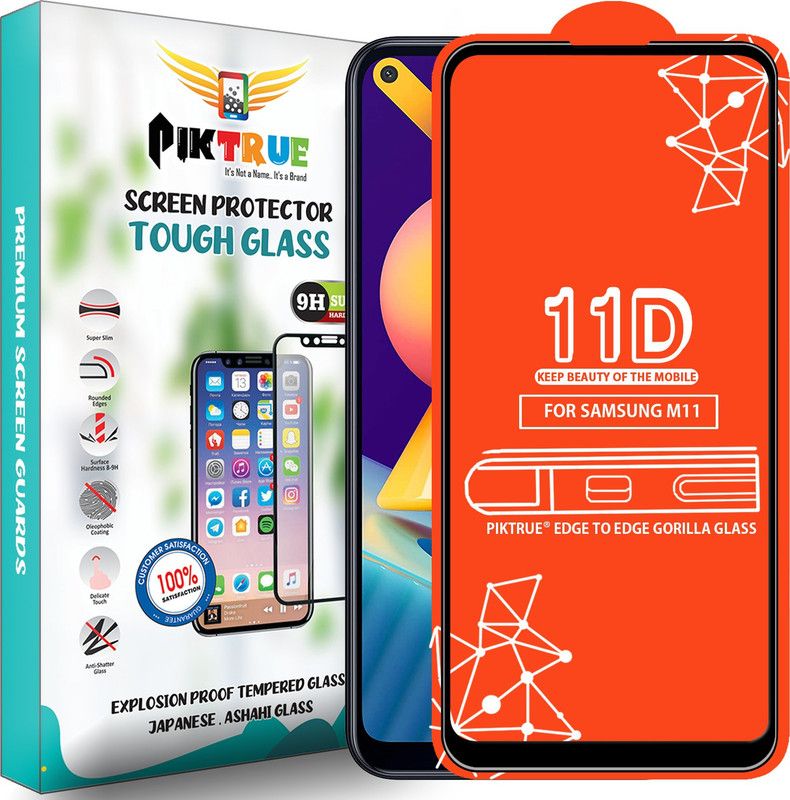 PikTrue Edge To Edge Tempered Glass for Samsung Galaxy M11  (Pack of 1)