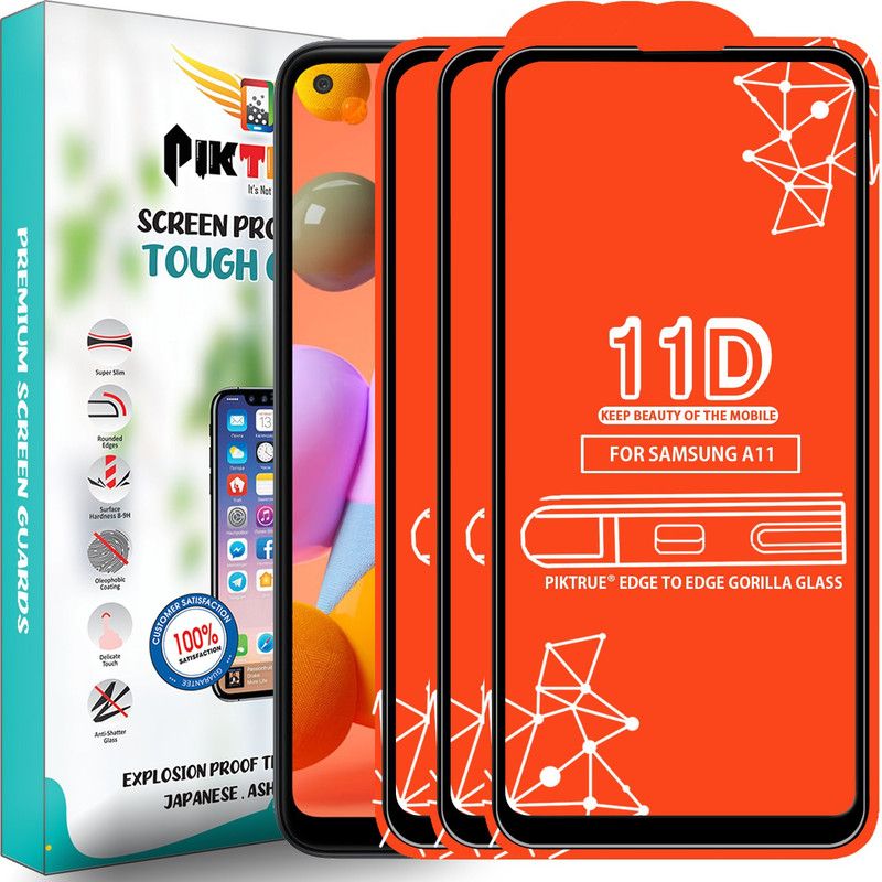 PikTrue Edge To Edge Tempered Glass for Samsung Galaxy A11  (Pack of 3)