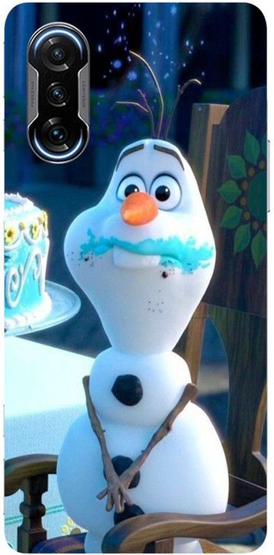 Golden Mask Back Cover for Sky Hawk Back Cover For Redmi Poco F3 GT Snowman Eating A Cake Cartoon  (Multicolor, Waterproof, Silicon, Pack of: 1)