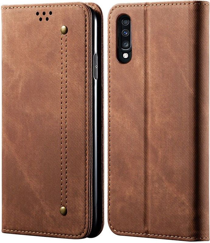 Pure Color Wallet Case Cover for Samsung Galaxy A70 / Galaxy A70s  (Brown, Magnetic Case, Pack of: 1)