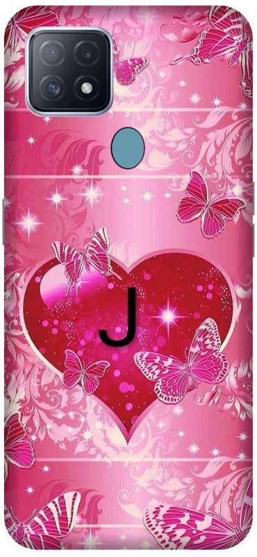 VS PRINT LINK Back Cover for OPPO A15 , CPH2185 ,J letter,J name J word , Printed Back Cover  (Pink, Hard Case, Pack of: 1)