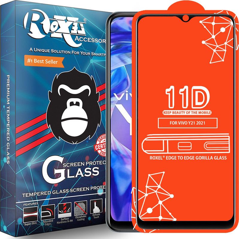 Roxel Edge To Edge Tempered Glass for Vivo Y21 2021  (Pack of 1)