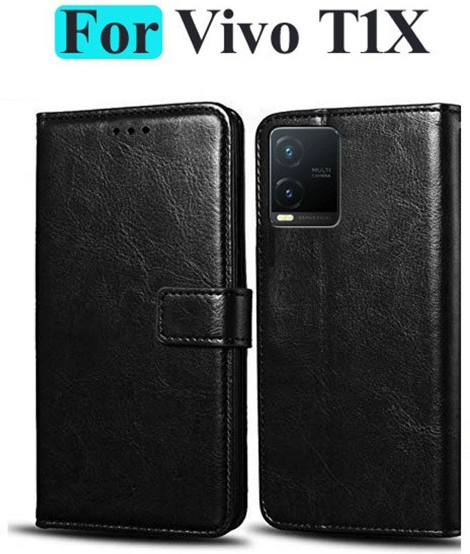 Mashgul Flip Cover for Vivo T1X  (Black, Shock Proof, Pack of: 1)