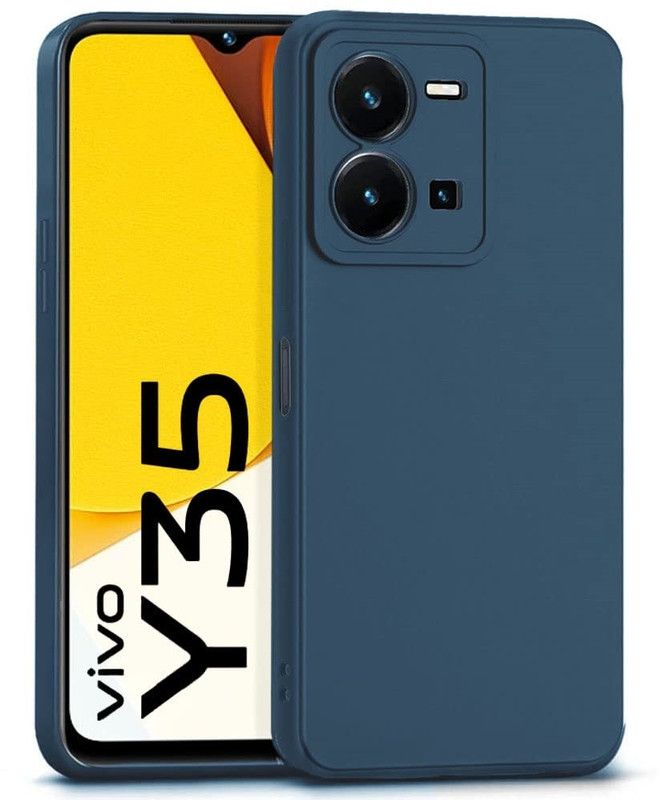 S-Softline Back Cover for Vivo Y35, inner Soft Microfiber Cloth Cushion Lining Soft Silicon Anti Scratch  (Black, Pack of: 1)