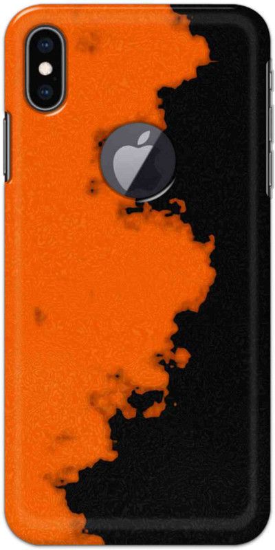 NDCOM Back Cover for iPhone Xs Logo Cut Orange Black Pattern Printed  (Multicolor, Hard Case, Pack of: 1)