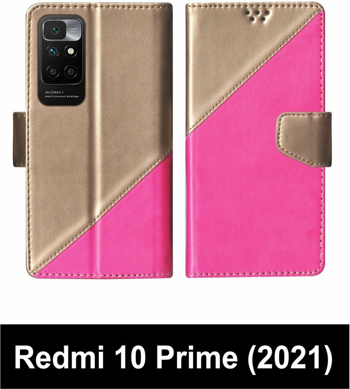 korumacase Flip Cover for Redmi 10 Prime (2021) Multicolor  (Pink, Shock Proof, Pack of: 1)
