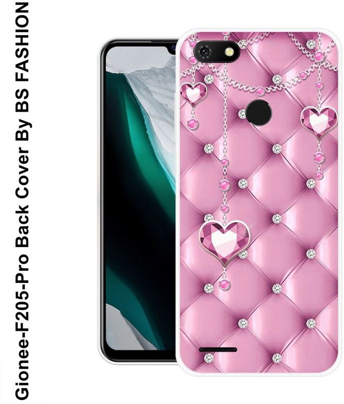 BSRAJ Back Cover for Gionee F205 Pro  (Pink, White, Grip Case, Silicon)