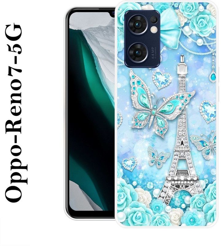 Sswastik Back Cover for Oppo Reno7 5G  (Blue, Silver, Silicon)