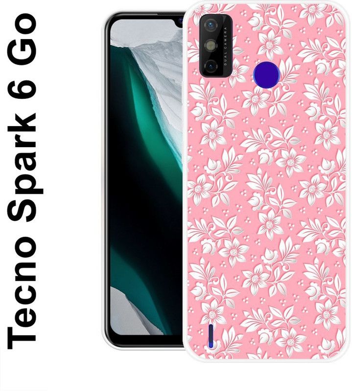 Sswastik Back Cover for Tecno Spark 6 Go, Tecno Spark Go 2021  (Pink, White, Silicon)