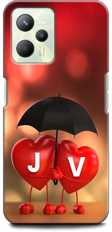 KEYCENT Back Cover for Realme C35, RMX3511 J V, J LOVES V, NAME, ALPHABET, JV LOVE, HART, BLUE  (Multicolor, Shock Proof, Pack of: 1)