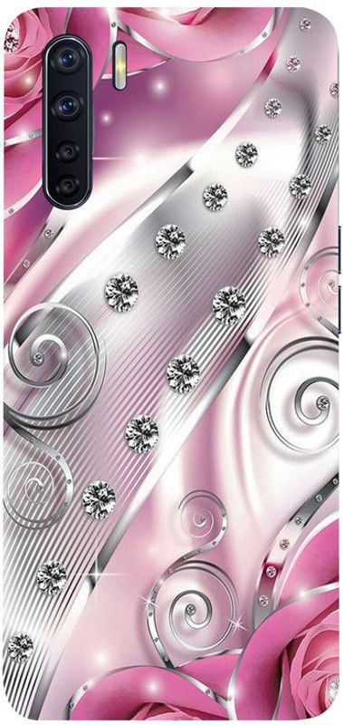 Skyhawk Back Cover for Oppo F15 Silver Line And Pink Flower  (Multicolor, Waterproof, Silicon, Pack of: 1)