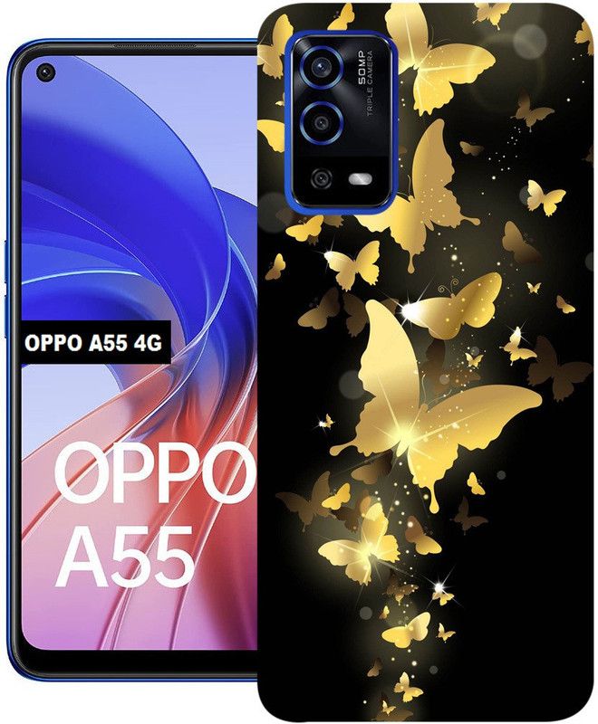 Anami Back Cover for OPPO A55 4G  (Black, Gold, Dual Protection, Silicon, Pack of: 1)