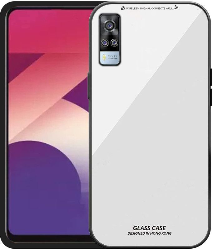 ONCRAVES Back Cover for vivo Y51 2020 Luxury Toughened Glass  (White, Dual Protection, Pack of: 1)