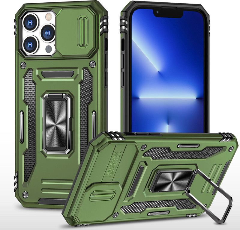 Q Wallet Back Cover for Apple iPhone 14 PRO  (Green, Dual Protection, Pack of: 1)