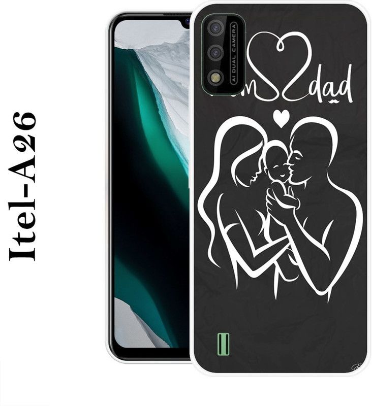 BAGRA Back Cover for Itel A26  (Black, White, Silicon)