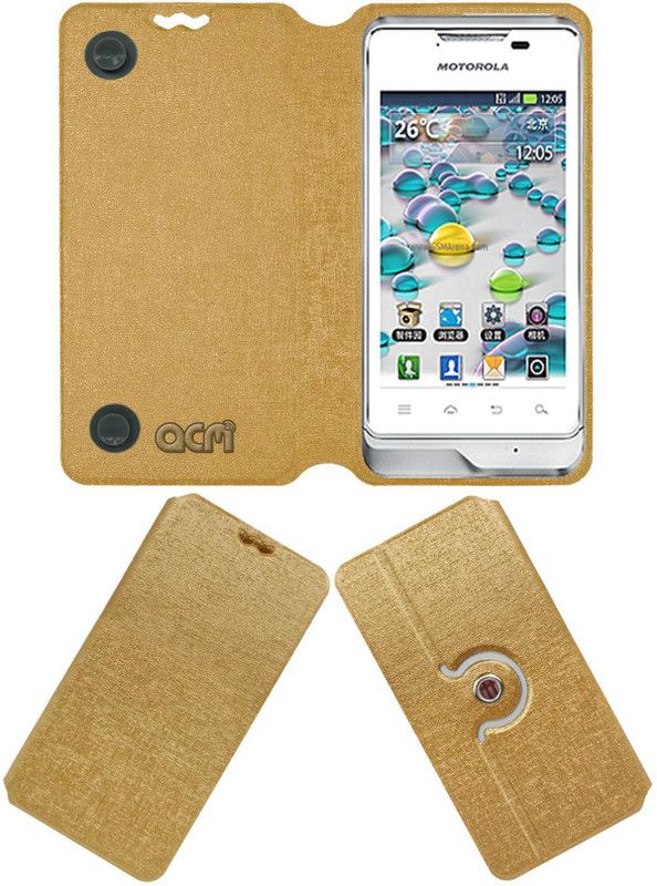 ACM Flip Cover for Motorola Xt389 3g  (Gold, Cases with Holder, Pack of: 1)