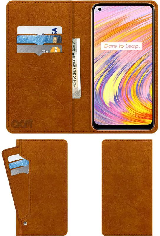 ACM Wallet Case Cover for Realme V15 5g  (Gold, Cases with Holder, Pack of: 1)