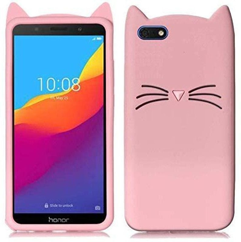 Reyan Back Cover for Honor 7s PinkCat Kitty Design Soft Silicone Cover For Honor 7s  (Pink, 3D Case, Pack of: 1)
