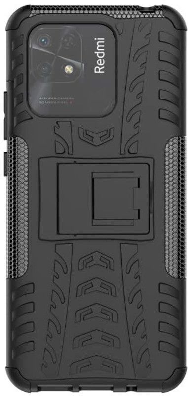 MOBIRUSH Back Cover for Redmi 10C  (Black, Rugged Armor, Pack of: 1)