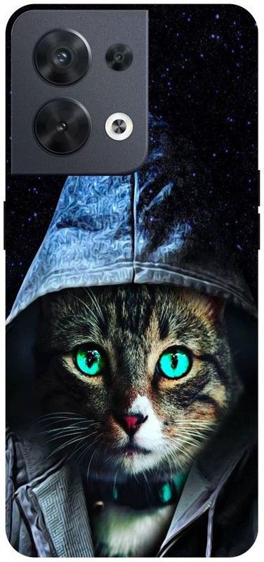 Wall Art Back Cover for OPPO RENO 8 (5G) Cat, Pet animals, Angry Printed  (Multicolor, Dual Protection, Pack of: 1)