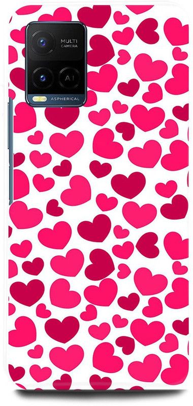 FIKORA Back Cover for Vivo Y33s, V2109, HEART, DIL, SHAPE, COUPLE, LOVE  (Pink, Hard Case, Pack of: 1)