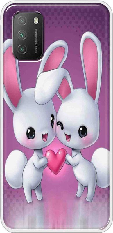 IKC STORE Back Cover for POCO M3  (Pink, White, Silicon)