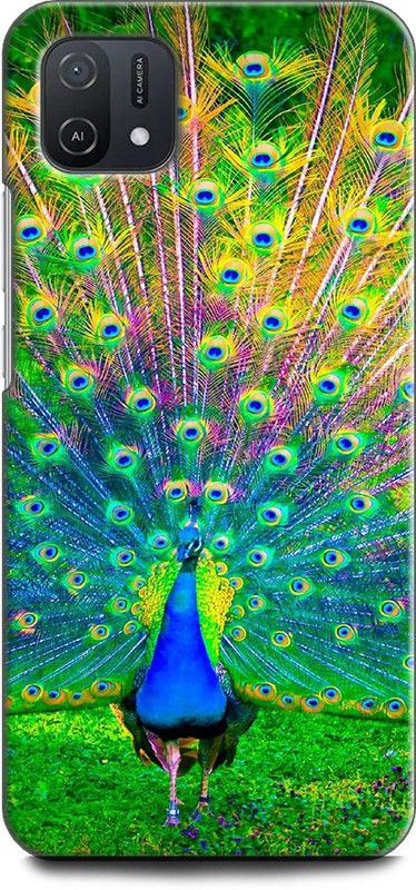 INDICRAFT Back Cover for OPPO A16K, CPH2349 PEACOCK, PEAFOWL, BIRD, FEATHER  (Multicolor, Shock Proof)