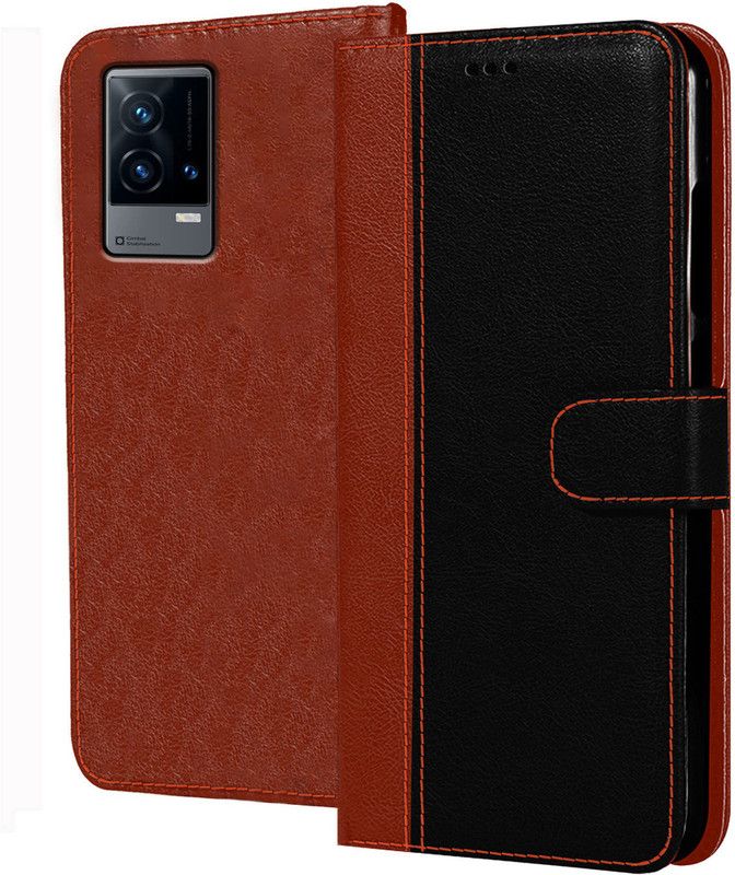 HUPSHY Flip Cover for iQOO 9 5G  (Black, Brown, Pack of: 1)