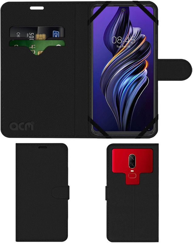 ACM Flip Cover for Tecno Pova 3  (Black, Cases with Holder, Pack of: 1)