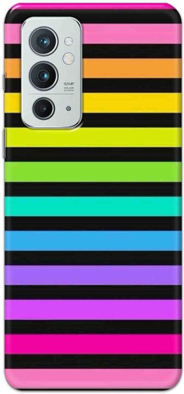 NDCOM Back Cover for ONEPLUS 9RT Hyper Rainbow Stripes Printed  (Multicolor, Hard Case, Pack of: 1)
