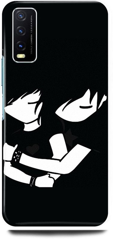 play fast Back Cover for Vivo Y12s, V2033 COUPLE, LOVE, HUGG, BLACK, SHADE  (Black, Hard Case, Pack of: 1)