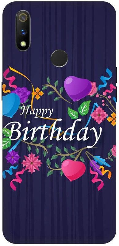 URCHIN Back Cover for Realme 3 Happy Birthday  (Multicolor, Shock Proof, Pack of: 1)