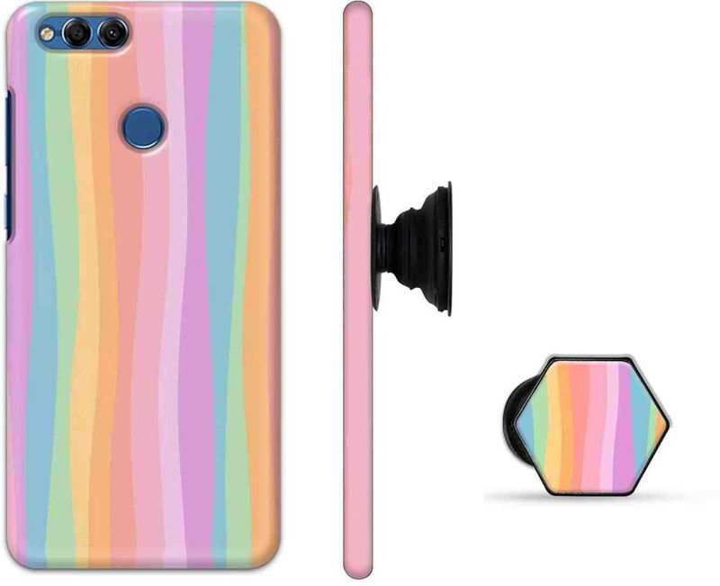 PRINTEDGE Back Cover for Honor 7X  (Multicolor, Cases with Holder, Pack of: 2)