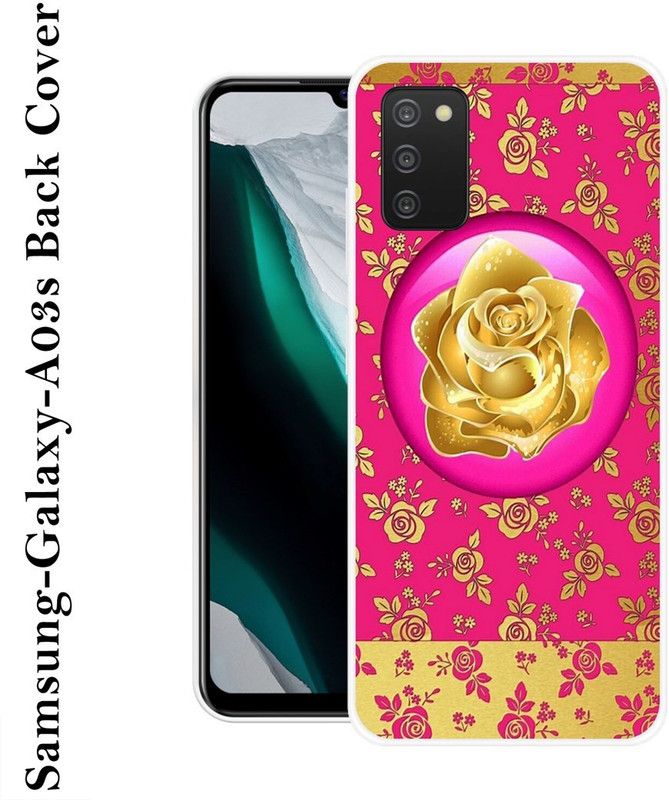 SHIVKUDI Back Cover for Samsung Galaxy A03s  (Pink, Gold, Hard Case, Silicon)