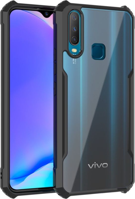 ShopGlobal Back Cover for Vivo Y17, Vivo Y15, Vivo Y12, Vivo Y11, Vivo U10  (Black, Transparent, Camera Bump Protector)