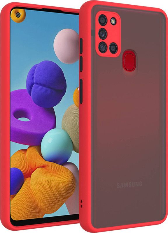 AOnes Back Cover for Samsung Galaxy A21S  (Red, Cases with Holder, Pack of: 1)