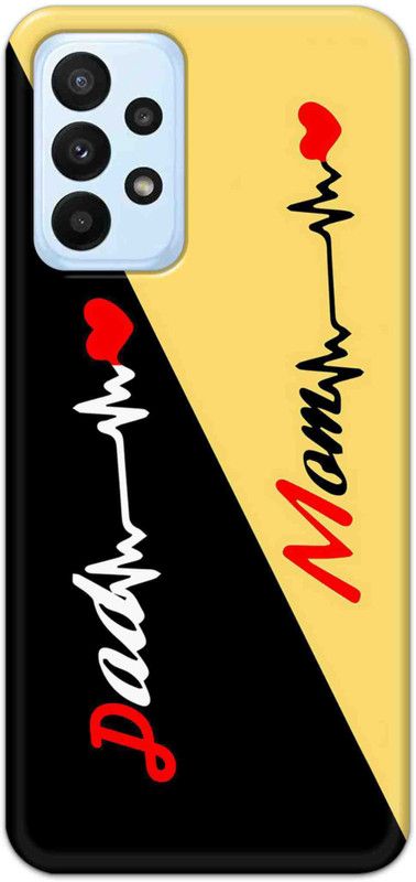 NDCOM Back Cover for Samsung Galaxy A23 Mom Dad Yellow Black Printed  (Multicolor, Hard Case)