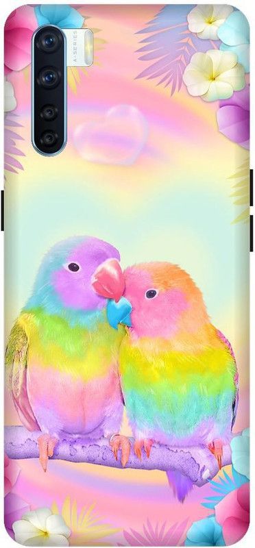 artocus Back Cover for OPPO F15, OPPO F15 cute colourful parrots Printed Back Cover  (Multicolor, Hard Case, Pack of: 1)