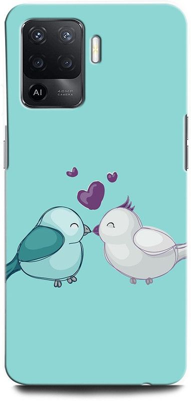 ORBIQE Back Cover for OPPO F19 Pro CPH2285 LOVE BIRDS, CUTE, LOVE, FUNNY, HEART, BIRD KISS  (Multicolor, Hard Case, Pack of: 1)