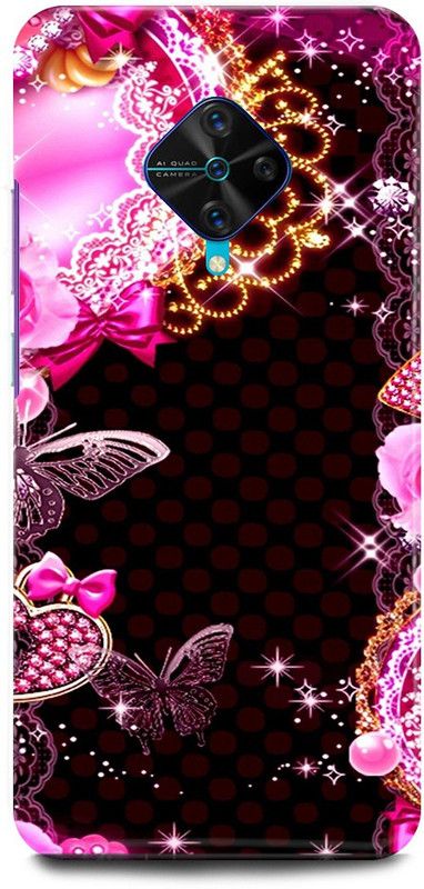 JUGGA Back Cover for Vivo S1 Pro, 1920, BUTTER, FLY, PINK, FLOWERS  (Pink, Hard Case, Pack of: 1)